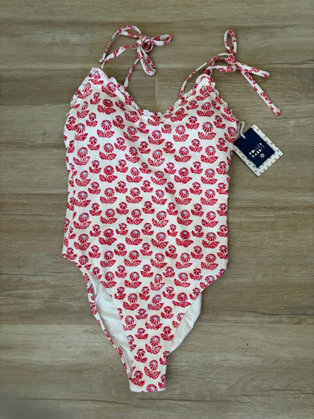 Roller Rabbit White One-Piece Swimsuit with Red Shell Print